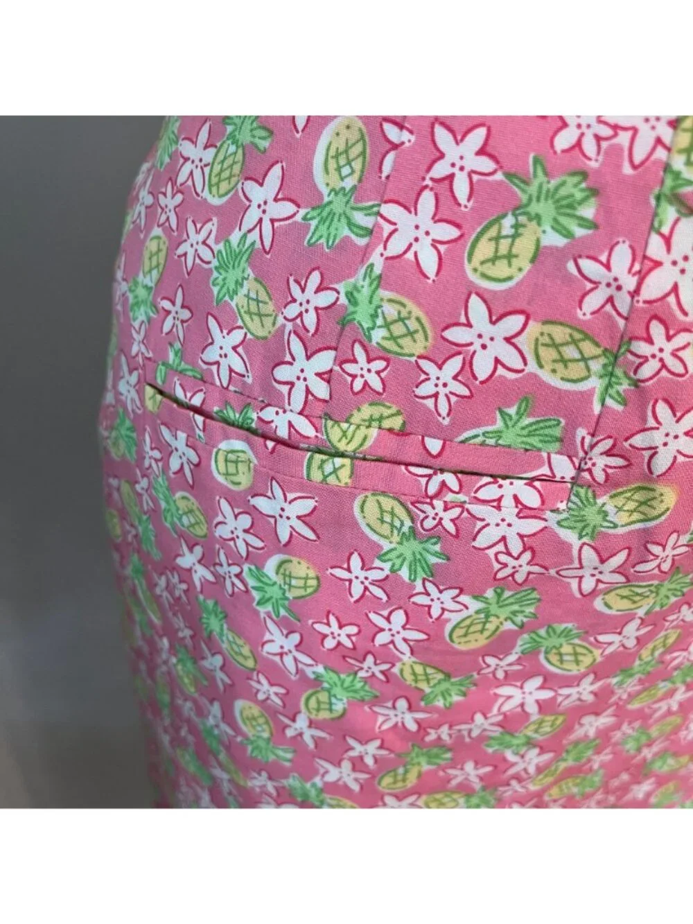 Vintage‎ Lilly Pulitzer 100% Cotton Scalloped Bottom, Pinaepple  Skirt  Size 6